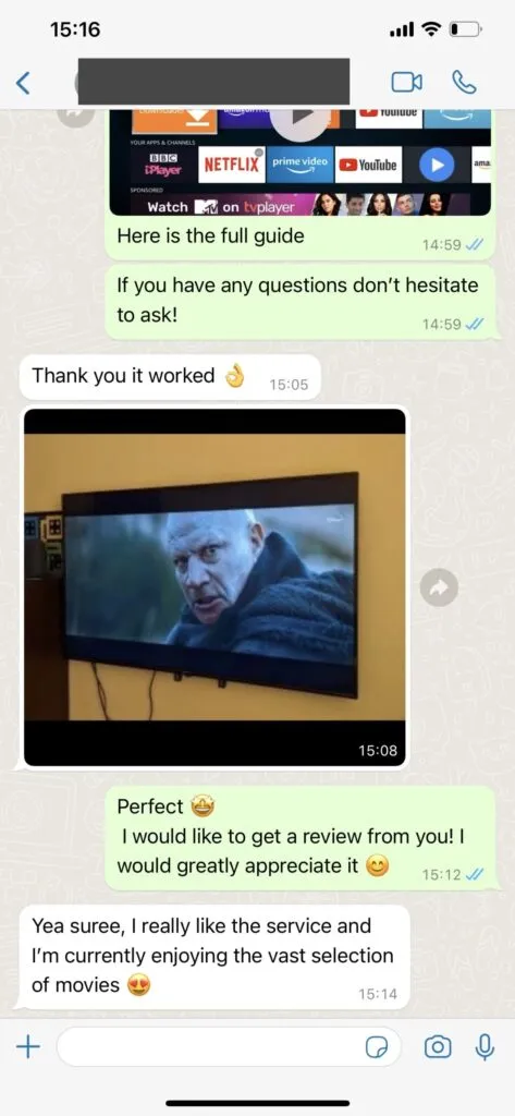 WhatsApp Kundenservice Chat Aktivierung Zero IPTV